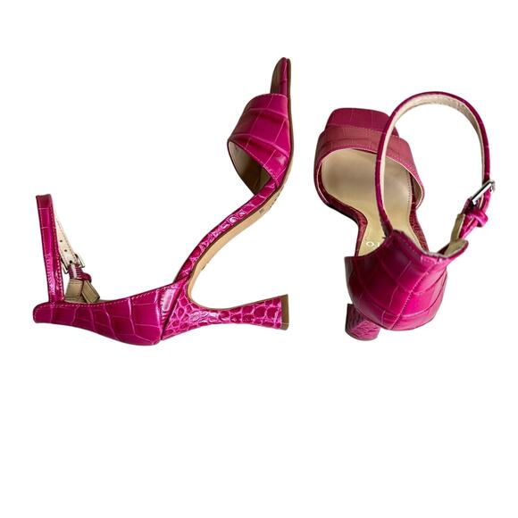 Vince Camuto Reesera Deep Magenta Croco Sandal Women's 5M NWB Barbie Square - Picture 8 of 10